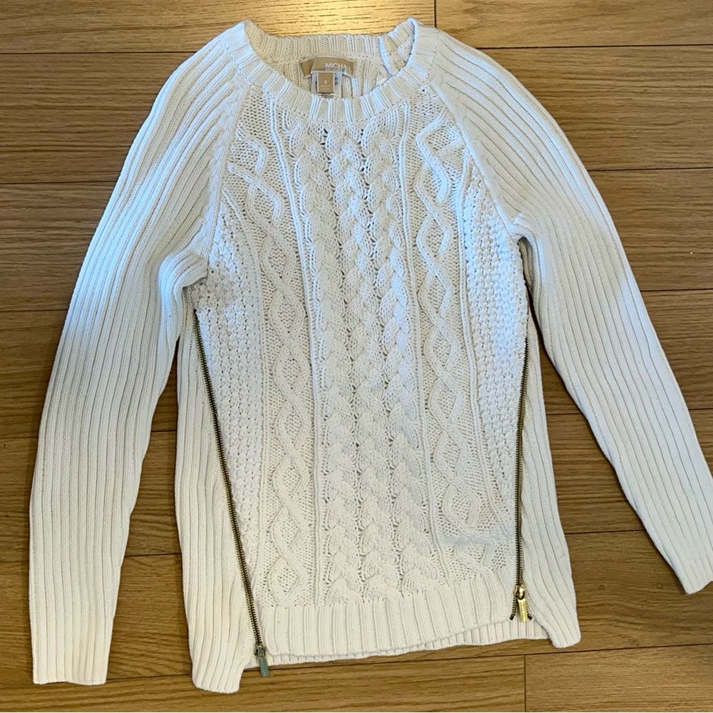 LIKE NEW! MICHAEL KORS Women’s Ivory Cable Knit Sweater Sz Small